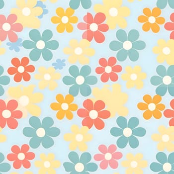 Patterns and banners backgrounds: Seamless pattern with flowers on blue background. Vector illustration.