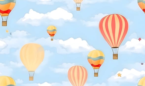 Patterns and banners backgrounds: Seamless pattern with hot air balloons in the sky. Vector illustration.