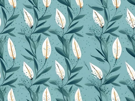 Patterns and banners backgrounds: Seamless pattern with white feathers on turquoise background.