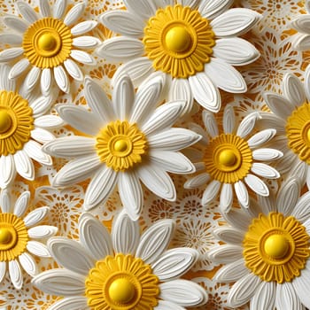 Patterns and banners backgrounds: Seamless pattern with chamomile flowers and pearls