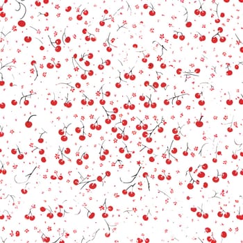 Patterns and banners backgrounds: Seamless pattern with red berries on white background. Vector illustration.