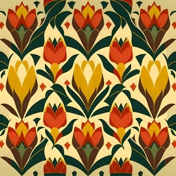 Patterns and banners backgrounds: Seamless pattern with tulips. Vector illustration in retro style.