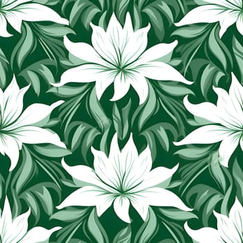 Patterns and banners backgrounds: Seamless pattern with white lily flowers on a green background