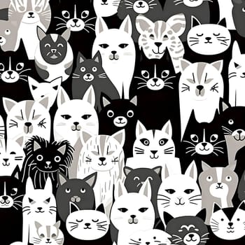 Patterns and banners backgrounds: Seamless pattern with cute cats. Vector illustration. Can be used for wallpaper, pattern fills, web page background,surface textures.