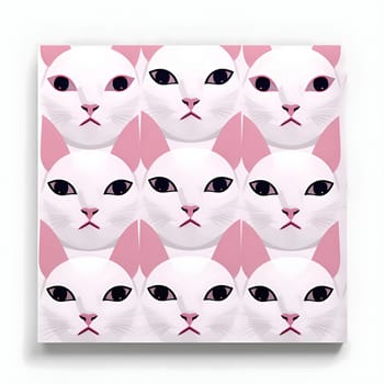 Patterns and banners backgrounds: Seamless pattern of white cats with pink background. Vector illustration.