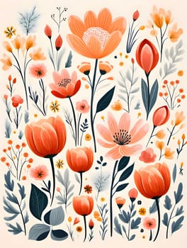 Patterns and banners backgrounds: Floral seamless pattern with flowers, leaves and branches. Vector illustration.