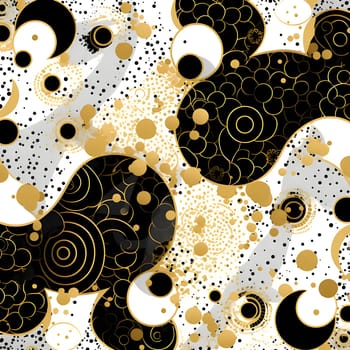 Patterns and banners backgrounds: Seamless pattern with gold circles and dots. Vector illustration.