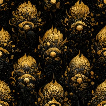 Patterns and banners backgrounds: Seamless pattern with gold ornaments on black background.