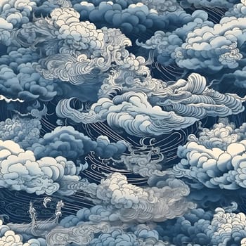Patterns and banners backgrounds: Seamless pattern with clouds in the sky. Hand-drawn illustration.
