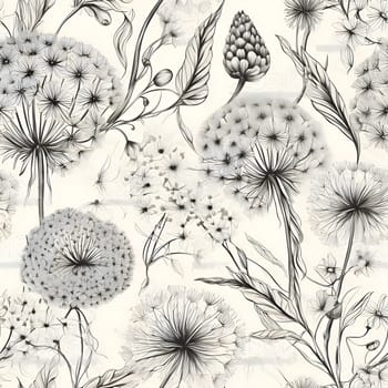 Patterns and banners backgrounds: Seamless pattern with dandelions. Hand-drawn illustration.