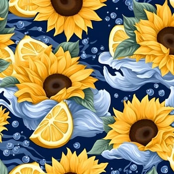 Patterns and banners backgrounds: Seamless pattern with sunflowers and lemon slices. Vector illustration