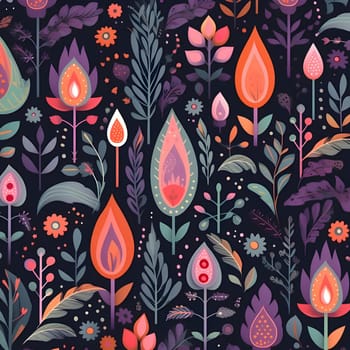 Patterns and banners backgrounds: Seamless floral pattern with flowers, leaves and berries. Vector illustration.