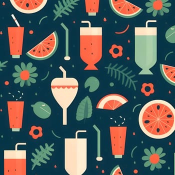 Patterns and banners backgrounds: Seamless pattern with summer drinks. Vector illustration in flat style.