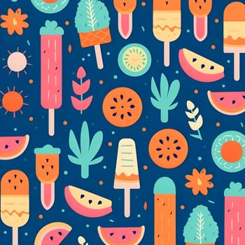 Patterns and banners backgrounds: Seamless pattern with ice cream and watermelon. Vector illustration.