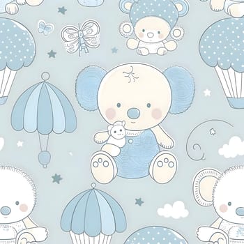 Patterns and banners backgrounds: Seamless pattern with cute baby animals on blue background. Vector illustration.