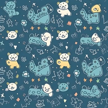 Patterns and banners backgrounds: Seamless pattern with cute cartoon animals. Hand drawn vector illustration.