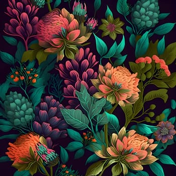 Patterns and banners backgrounds: Seamless floral pattern with flowers and leaves. Vector illustration.