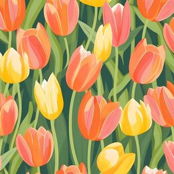 Patterns and banners backgrounds: Seamless pattern with tulip flowers. Vector illustration in flat style.