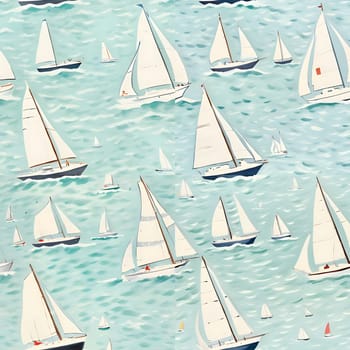 Patterns and banners backgrounds: Seamless pattern with sailboats in the sea. Vector illustration.
