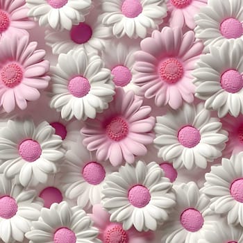 Patterns and banners backgrounds: Seamless pattern of white daisies on a pink background