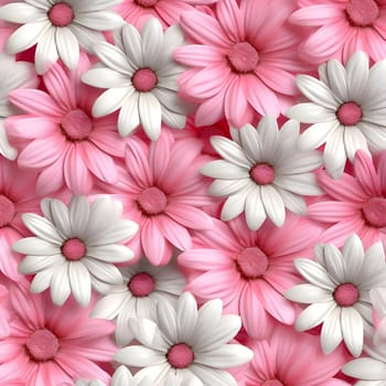 Patterns and banners backgrounds: Seamless pattern with pink and white daisies. Vector illustration.