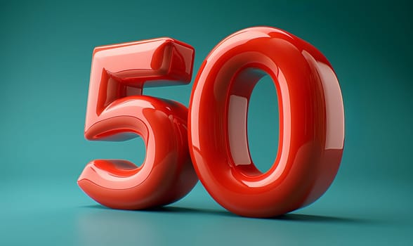 50 on an abstract color background. Selective soft focus.