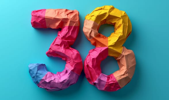 38 on an abstract color background. Selective soft focus.