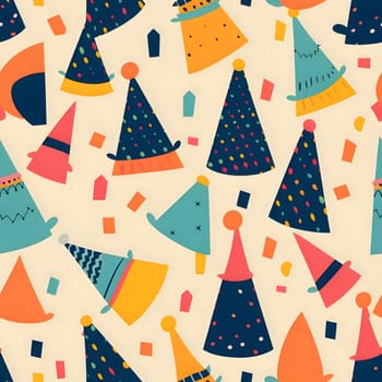 Patterns and banners backgrounds: Seamless pattern with party hats and confetti. Vector illustration.