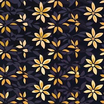 Patterns and banners backgrounds: Seamless pattern with yellow flowers on dark background. Vector illustration.