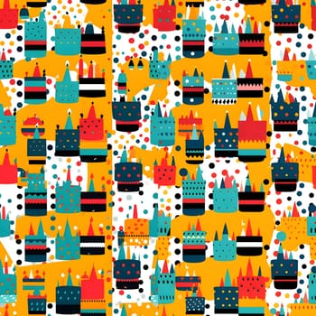 Patterns and banners backgrounds: Seamless pattern with birthday cakes. Vector illustration in flat style.