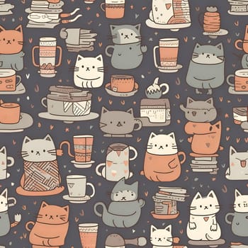 Patterns and banners backgrounds: Seamless pattern with cute hand drawn cats. Vector illustration.