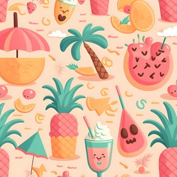 Patterns and banners backgrounds: Seamless pattern with tropical fruit and ice cream. Vector illustration