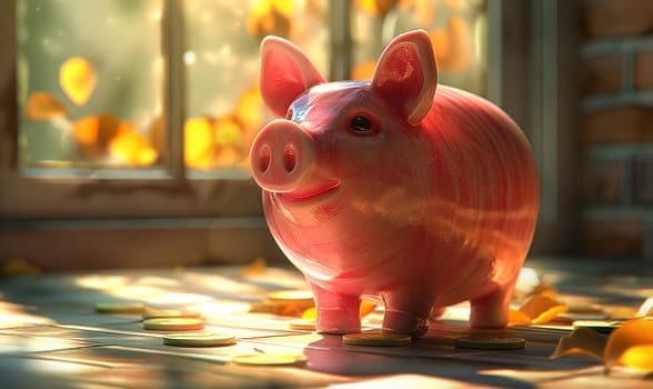 Piggy bank for money on an abstract background. Selective focus.