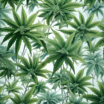 Patterns and banners backgrounds: Seamless pattern with cannabis leaves. Background with green leaves.