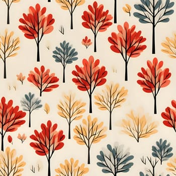 Patterns and banners backgrounds: Seamless pattern with autumn trees. Hand drawn vector illustration.