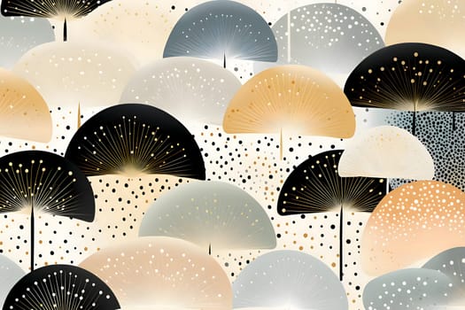 Patterns and banners backgrounds: Seamless pattern with mushrooms and umbrellas. Vector illustration.