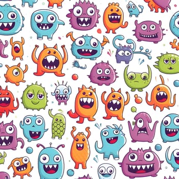 Patterns and banners backgrounds: Seamless pattern with cute monsters. Cartoon vector illustration for kids.