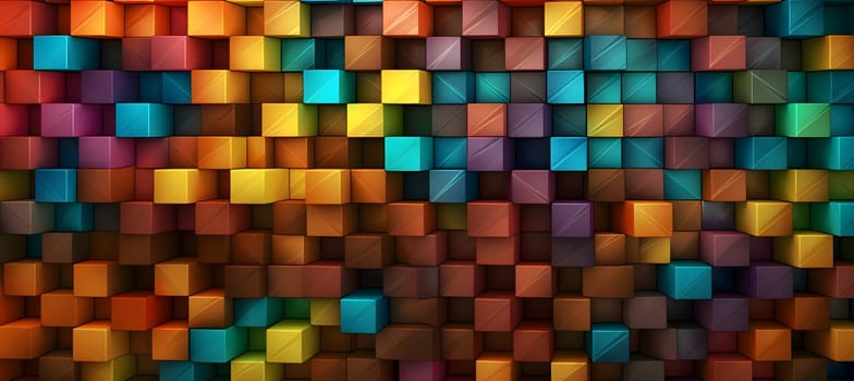 Patterns and banners backgrounds: 3d rendering of multicolored cubes in a row. Abstract background