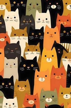 Patterns and banners backgrounds: Seamless pattern with cats. Vector illustration in cartoon style.