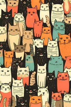 Patterns and banners backgrounds: Seamless pattern with cute cartoon cats. Hand drawn vector illustration.