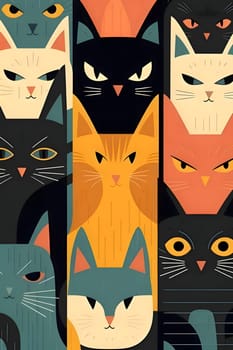 Patterns and banners backgrounds: Seamless pattern with cats. Vector illustration in flat style.