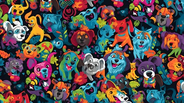 Patterns and banners backgrounds: Seamless pattern with funny cartoon dogs. Vector illustration for your design