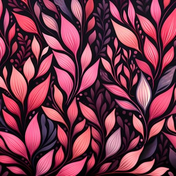 Patterns and banners backgrounds: Seamless pattern with leaves. Vector illustration on black background.