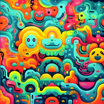 Patterns and banners backgrounds: Seamless pattern with funny cartoon monsters. Colorful vector background.