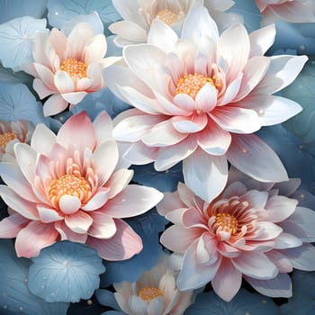 Patterns and banners backgrounds: Beautiful lotus flowers background. Water lily. Vector illustration.