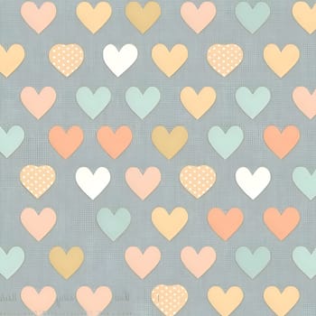 Patterns and banners backgrounds: Seamless pattern with colorful hearts on grey background. Vector illustration.