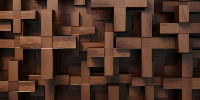 Patterns and banners backgrounds: Abstract background of wooden cubes. 3d rendering, 3d illustration.