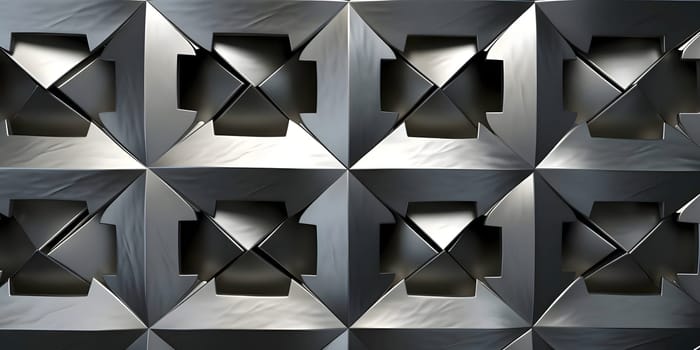 Patterns and banners backgrounds: Abstract 3D rendering of metal background with square shapes in black and white colors