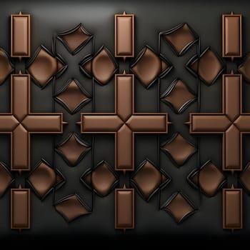 Patterns and banners backgrounds: 3D render of metal background with embossed pattern on leather
