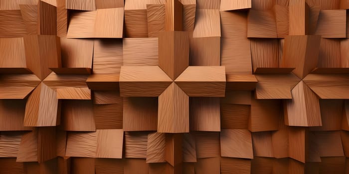 Patterns and banners backgrounds: 3d rendering of a wall of wood cubes in the shape of a star